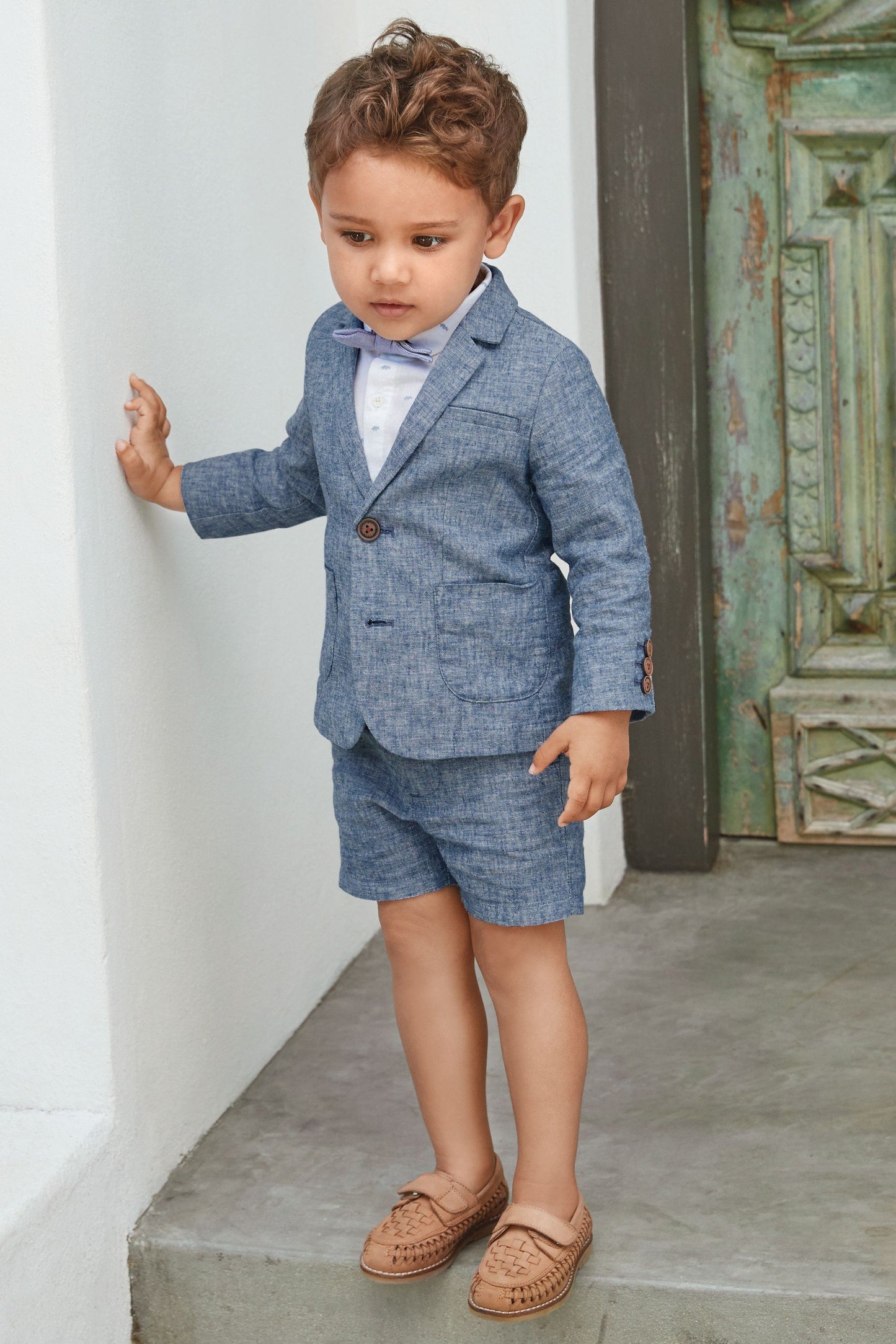 Blue Blazer, Shirt, Shorts And Bow Tie Set (3mths-7yrs)