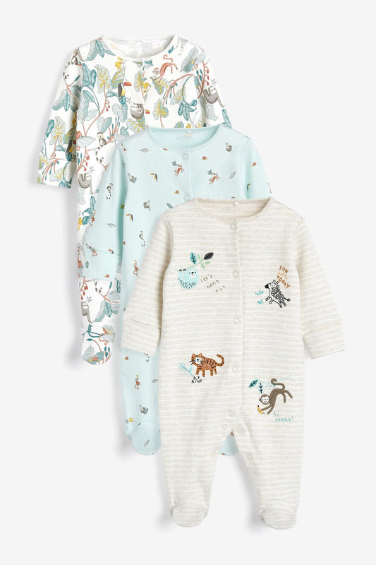 3 Pack Embroidered Sleepsuits (0-2yrs)