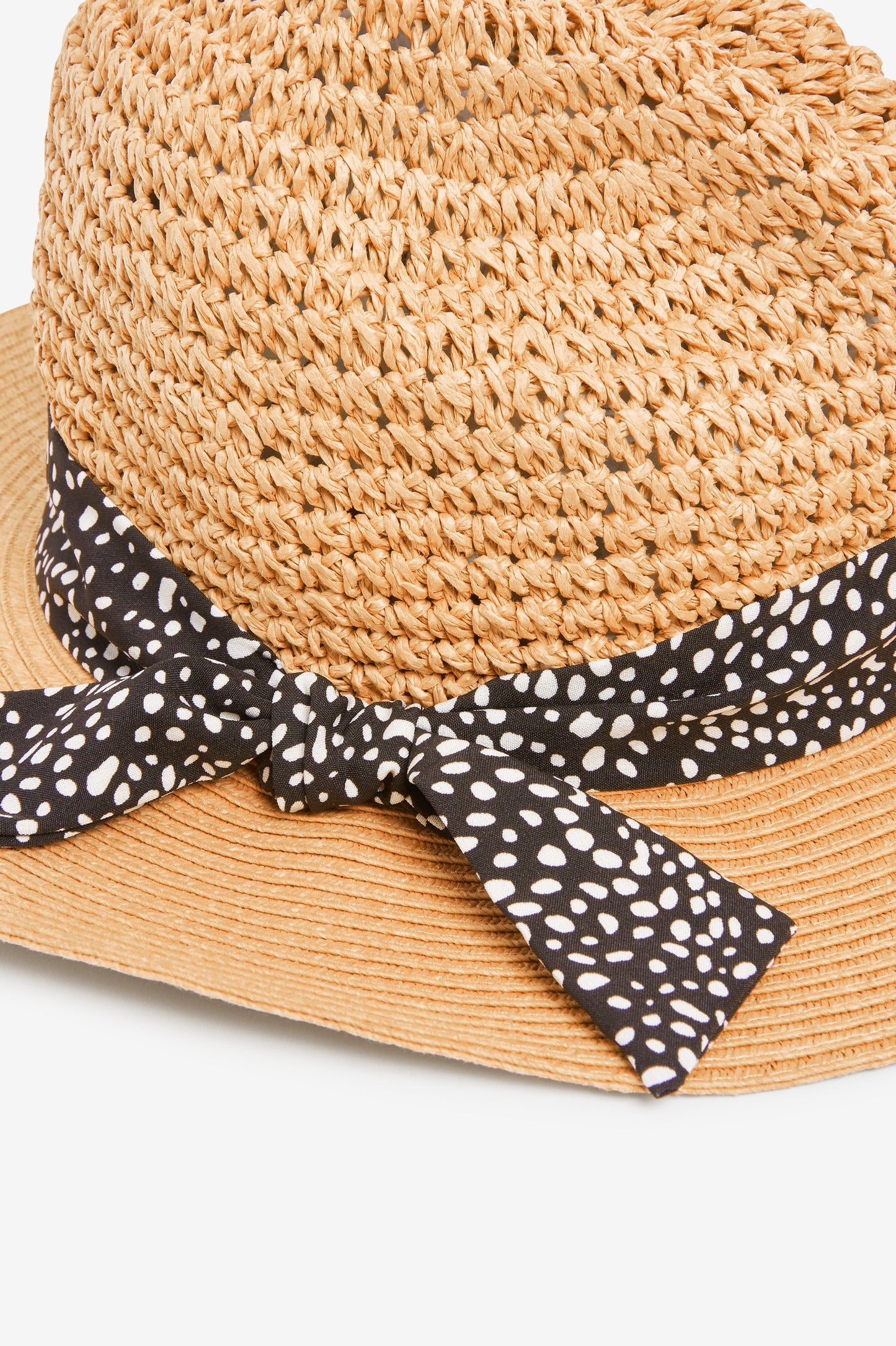 Natural Weave Scarf Detail Panama Hat