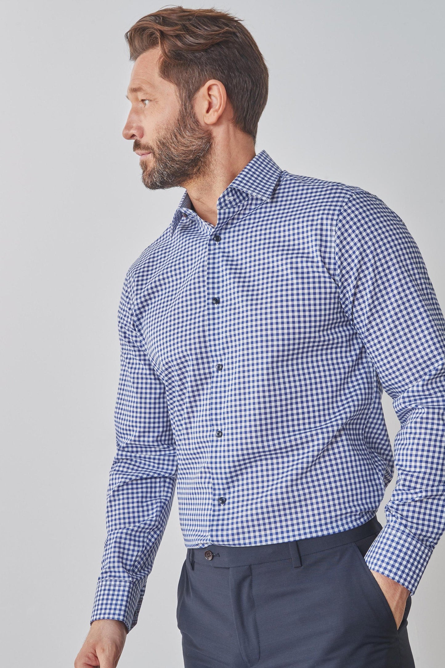 Navy Gingham Regular Shirt