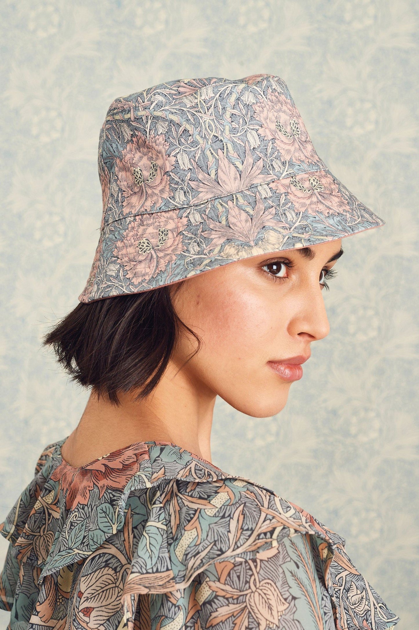 Pink Morris & Co Print Reversible Bucket Hat